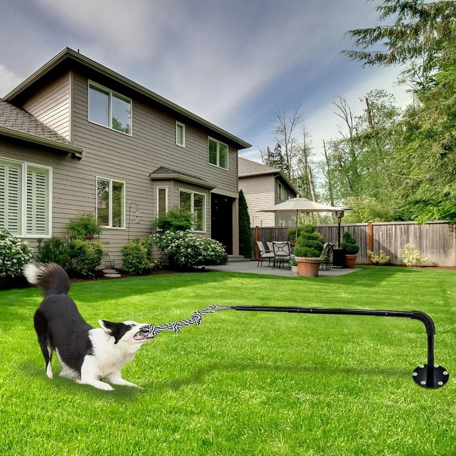 Tether Tug Outdoor Dog Toy Interactive Exercise Game in Yard Tether Tug with 2 Rope Toy and Bell for Large Medium Small Dog Pul