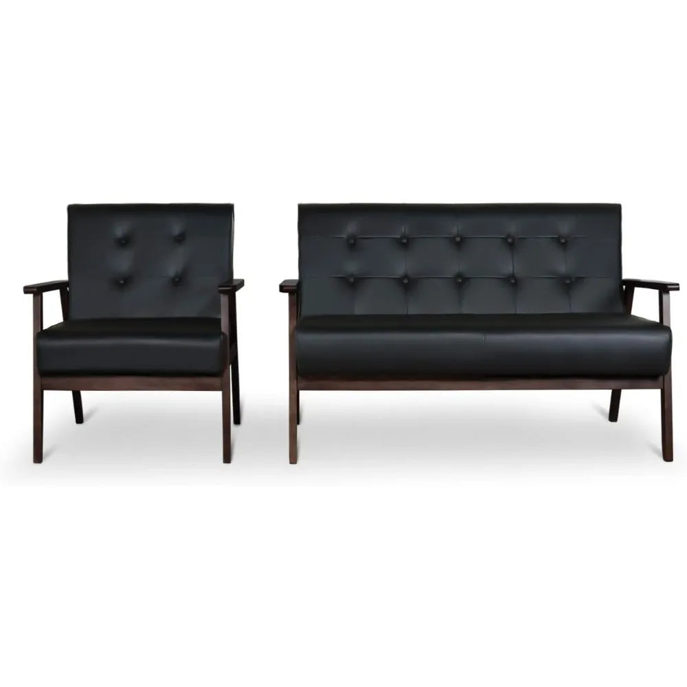 Mid-Century Retro Modern Living Room Sofa Set with Loveseat and Seating Sofa Chair, Couch and Lounge Chairs