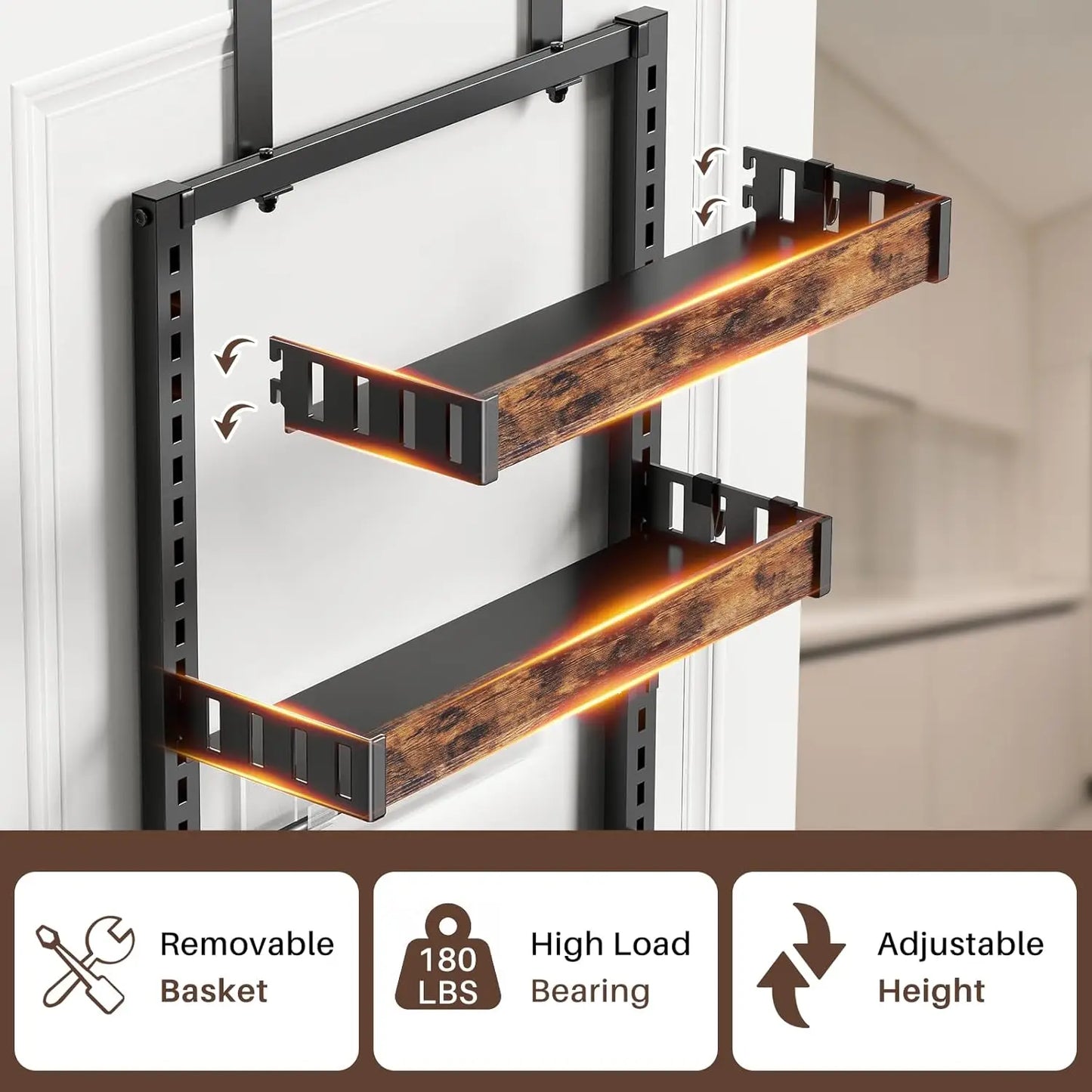 8 Tier Over The Door Pantry Organizer, 2 IN 1 Wall Mount or Metal Hanging Spice Rack for Pantry Organizers and Storage
