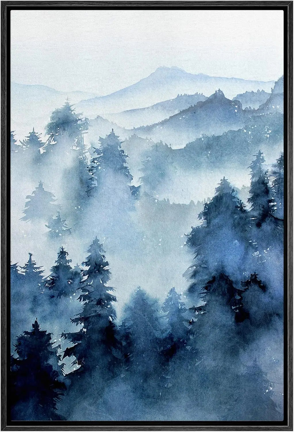 Modern Chic Wall Art: Framed Black and White Deer Canvas with Birds on Antlers Wildlife Scene