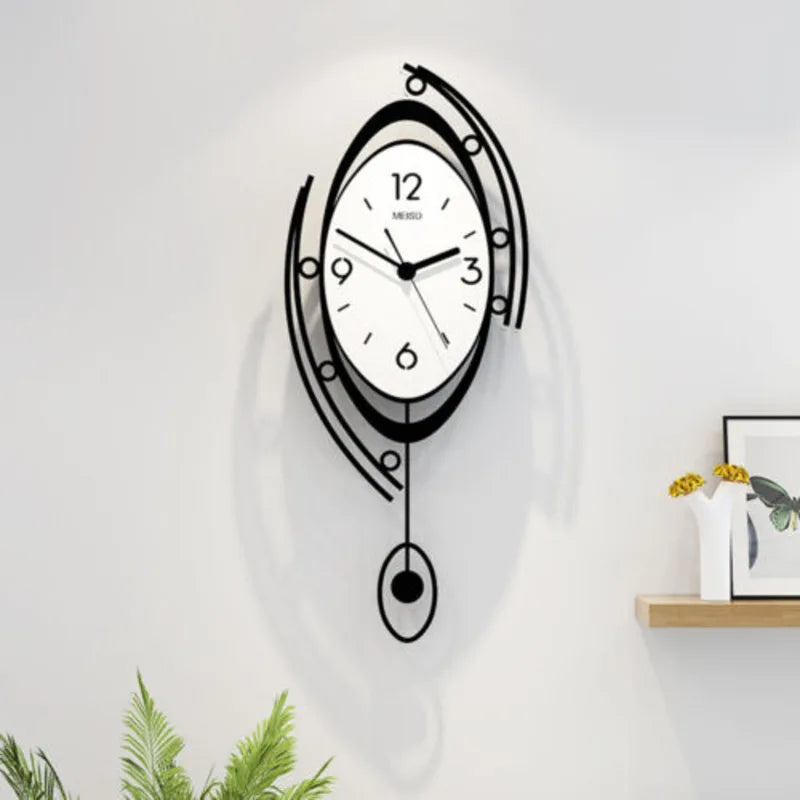 Modern Minimalist Clock Design Nordic Silent Circular Pendulum Hanging Wall Clock Living Room Decoration