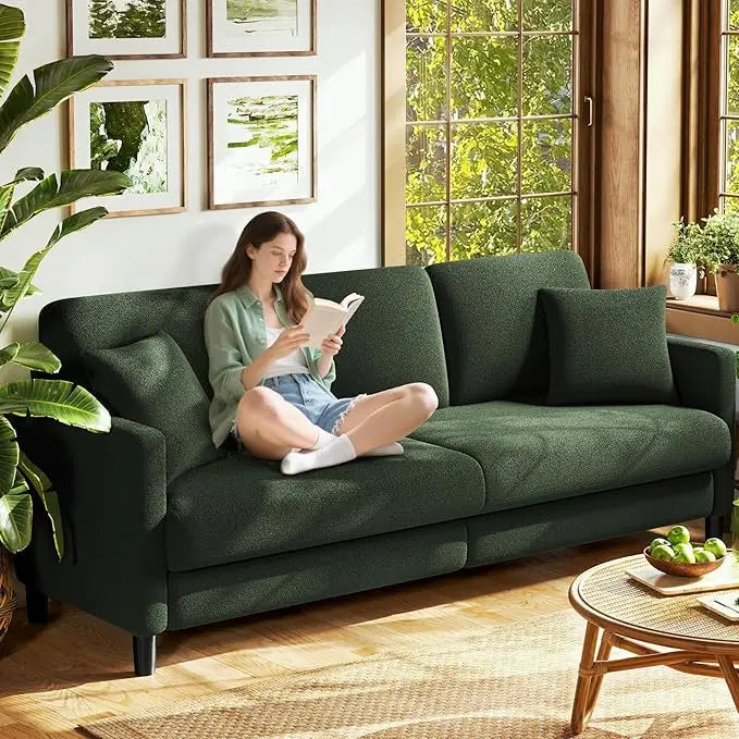 83" Sofas for Living Room, Comfy Love Seat Couches, Teddy Fleece Loveseat Sofa, Tool-Free Setup Couches for Living Room, All-Woo