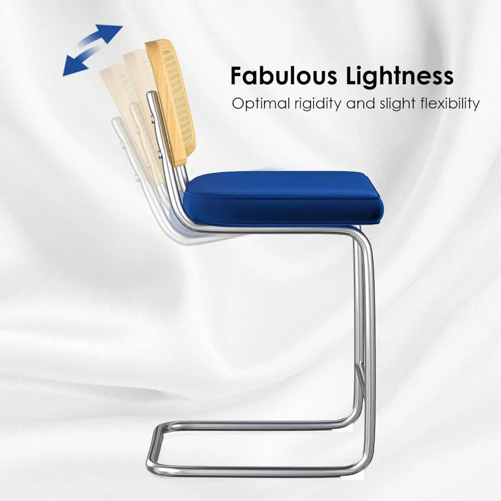 Counter Height Bar Stools Set of 2, Upholstered Velvet Barstools with Rattan Back, 24 inch Stools Armless Bar Chairs