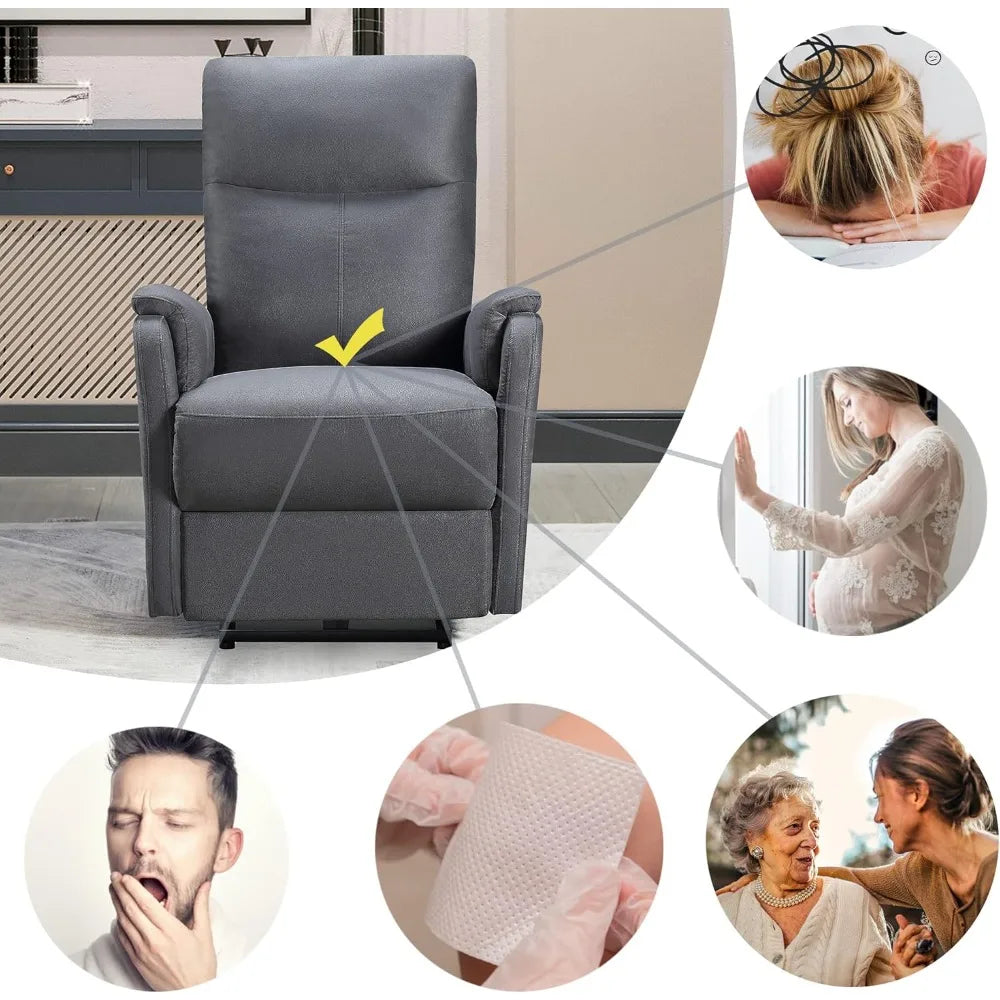 Small Electric Power Recliner, Breathable Leathaire Fabric Reclining Chair, USB Ports, Electric Home Theater Seating