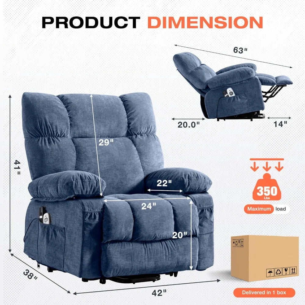 Power Lift Recliner Chair with Vibration Massage & Lumbar Heating for Elderly, Electric Lift Chair with USB Charging Port & Side