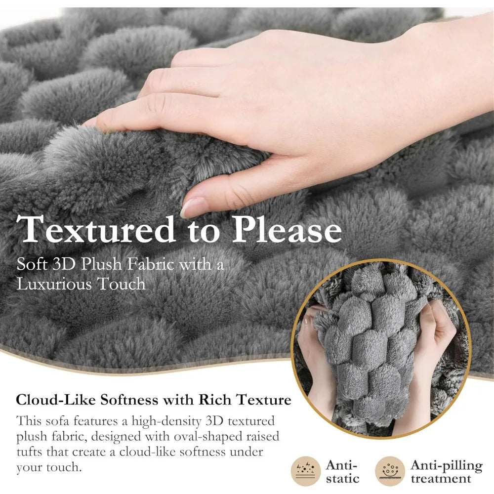 Oversized Chaise Lounge Chair Indoor 58 Inch Soft Cushioned Sofa Bed with Armrests and Cup Holder Plush Faux Fur Reading Chair