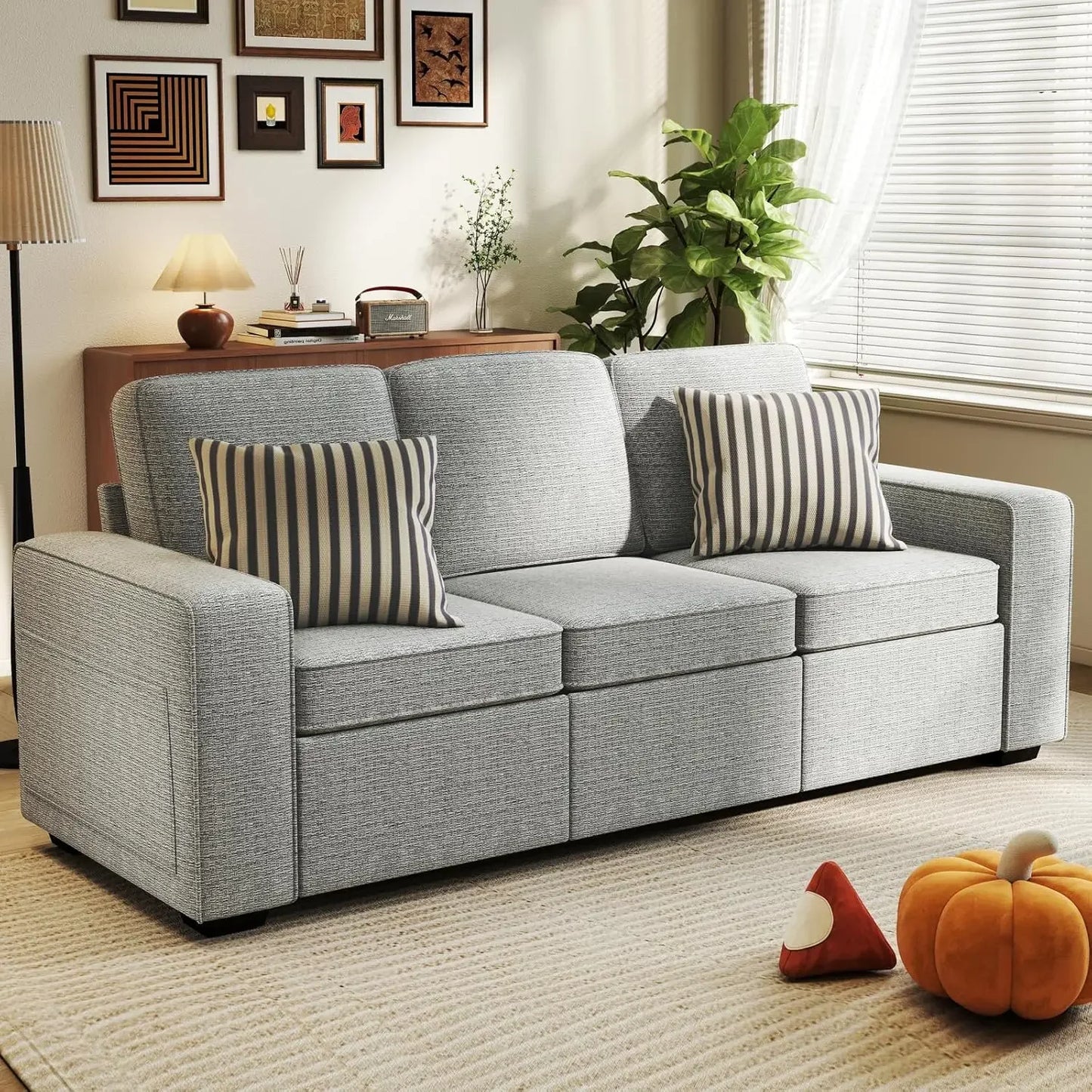 80" Modern Sofa Couch, Soft Chenille Sofas for Living Room Furniture,3 Seater Deep Seat Comfy Lounge Sofa for Bedroom