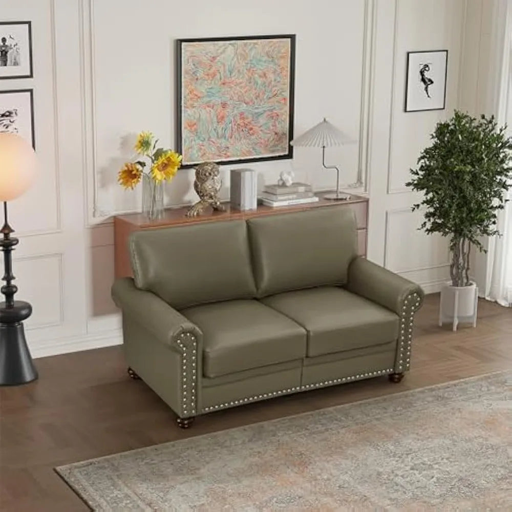 3 Pieces Faux Leather Living Room Sofa Set,82.68" 3-Seaters Couch,Loveseat&Chair with Hidden Storage, Solid Wood Frame and Legs