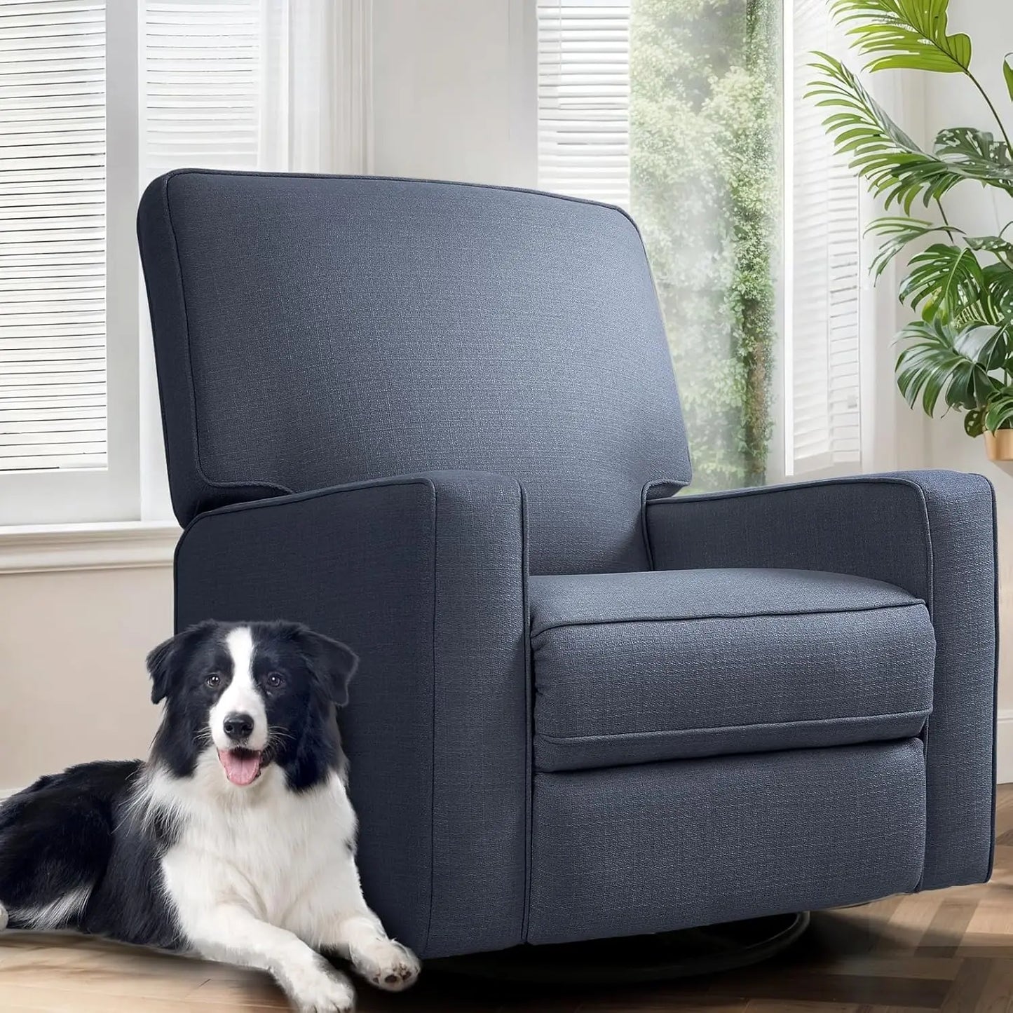 Manual Rocker Recliner Chair for Adults, High Back Glider with Deep Seat, Upholstered Fabric Armchair for Living Room & Nursery