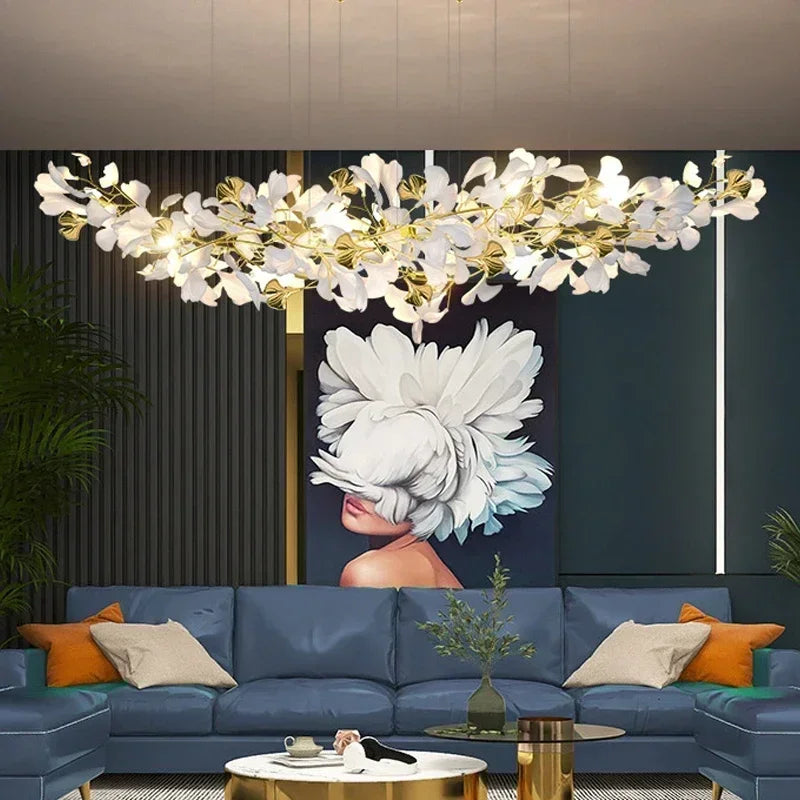 Modern Luxury Ginkgo LED Chandeliers Living Dining Room Home Pendant Lights Hotel Restaurant Decor Elegant Lights Fixture