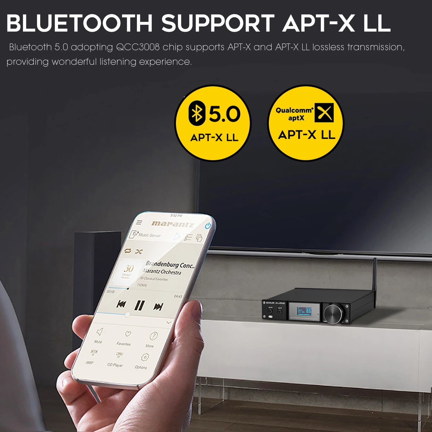 Nobsound A10 HiFi Bluetooth 5.0 Digital Power Amplifier Receiver Subwoofer Amp Stereo USB/OPT/COAX Audio Amp 240W APTX-LL