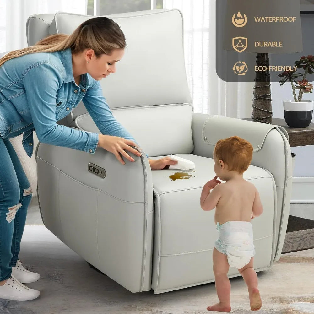 Power Recliner Rocking Chair Nursery Gliders, Electric Swivel Rocker Recliner Chair, Comfy Upholstered Living Room Reclining