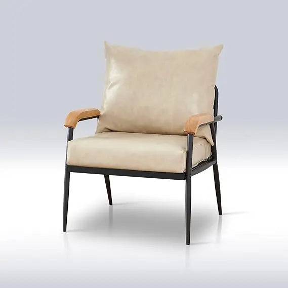 TUKAILAi PU Leather Single Sofa Couch, Modern Accent Chair with Solid Wood Armrest and Sturdy Metal Frame, Upholstered Lounge Ch