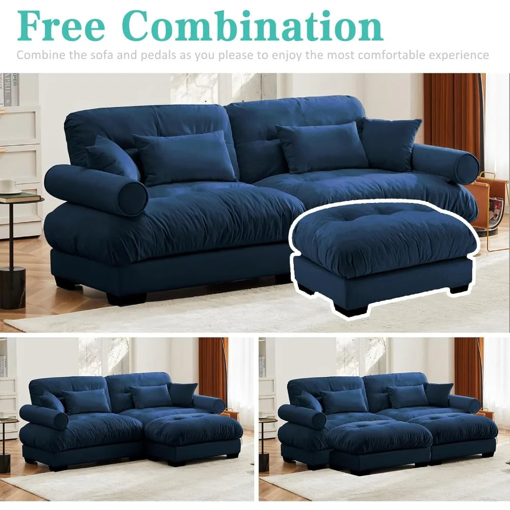 Modern Living Room Velvet Recliner Sofa, Loveseat Sofa for Apartment, Storage Sofa with Solid Wood Frame, Easy to Install
