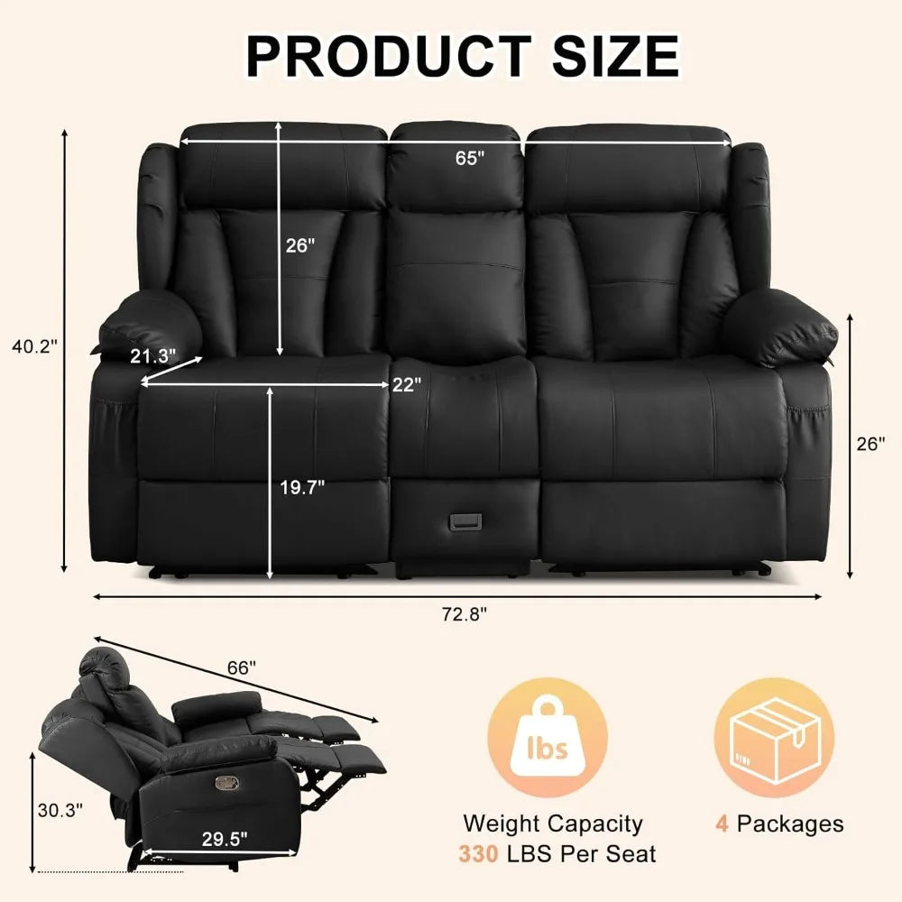 Loveseat Recliner Sofa, RV Recliner Couch, Manual Reclining Loveseat with Console for Living Room, Home Theater Seating