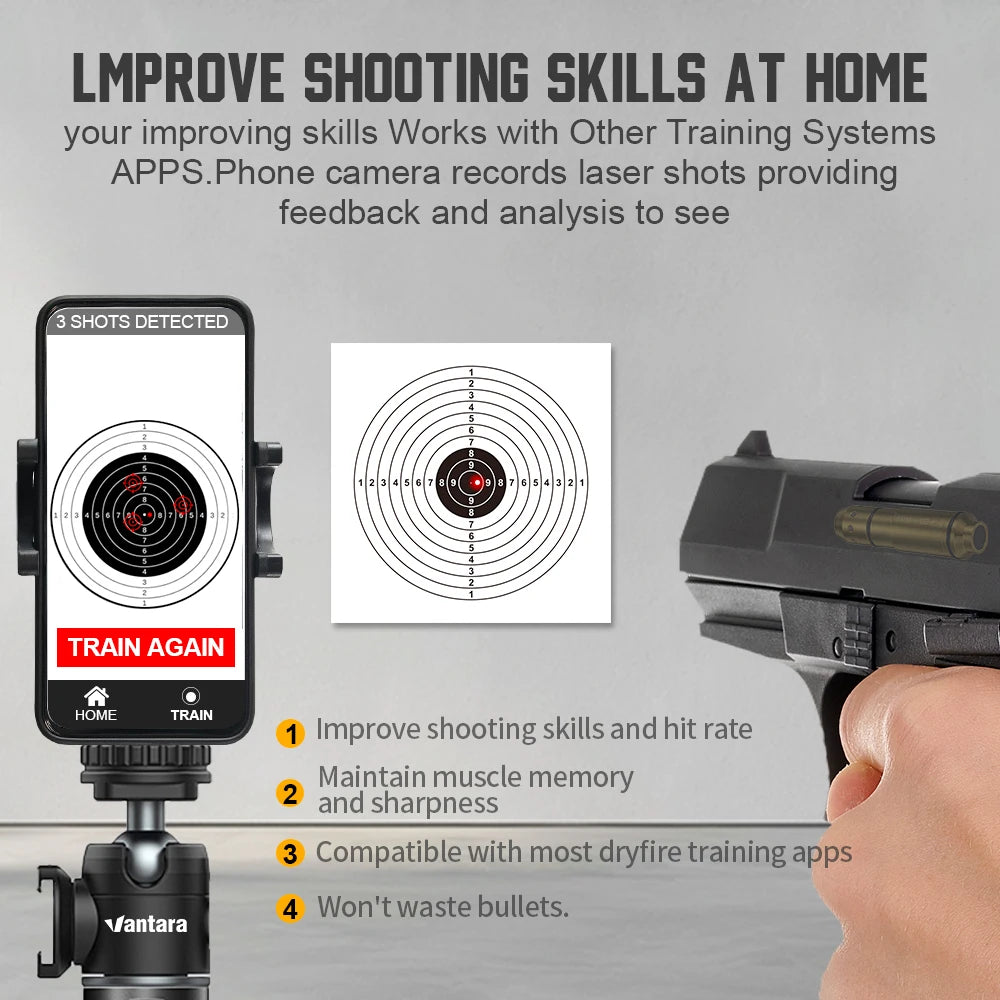 9mm Red Dot Laser Training Cartridge Dry Fire Tactical Bullet Trainer for Pistol Marksmanship