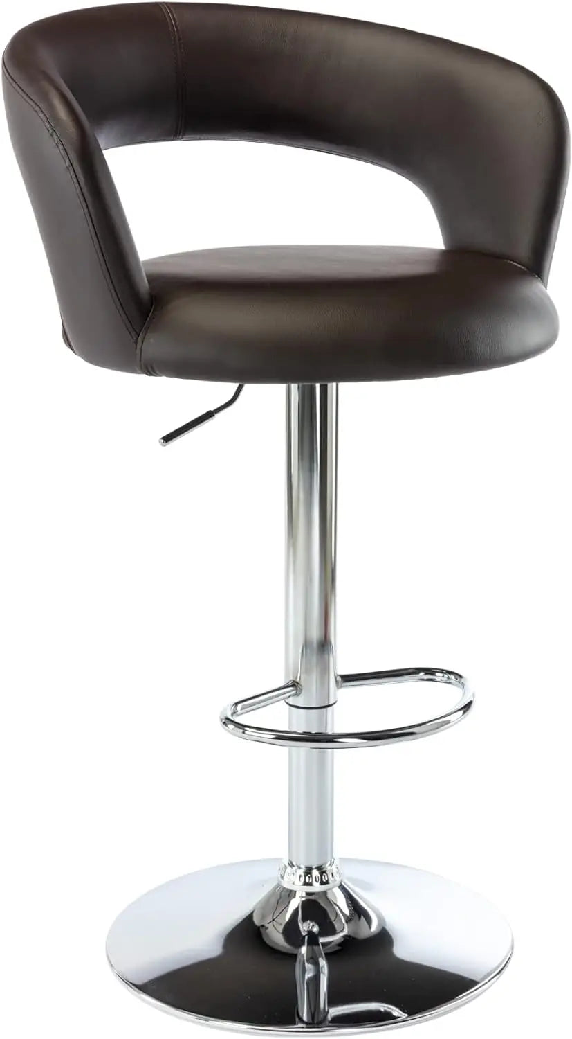 WideBar Stool,Modern PU Leather Swivel Adjustable Barstool with Hollow Back and Arms,Upholstered Airlift CounterHeight Bar Chair
