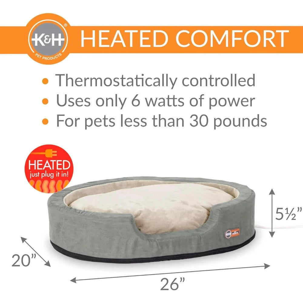 Pet Products Heated Dog Bed Indoor, Thermo-Snuggly Sleeper with Removable Waterproof Heated Pad, Calming Pillow Pet Bed, Mac