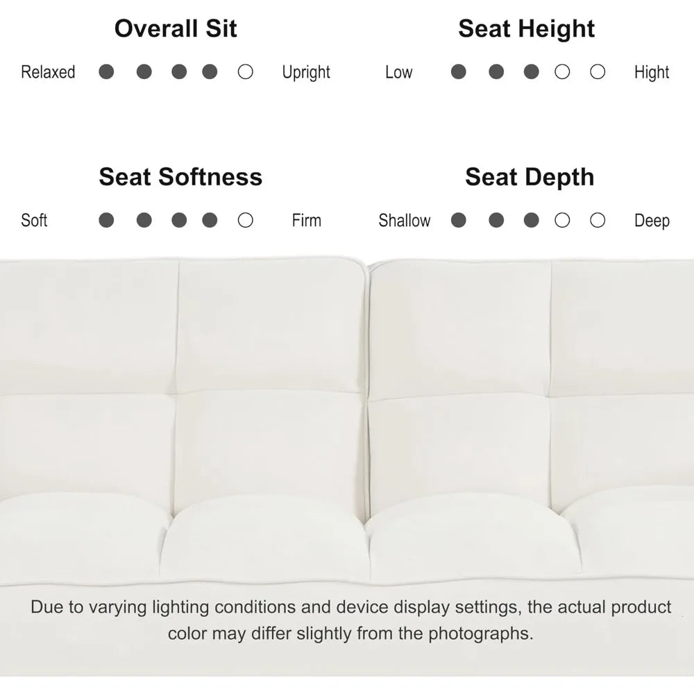 75.4" Futon Couch, Convertible Loveseat Sleeper Couch with Adjustable Backrest for Small Spaces