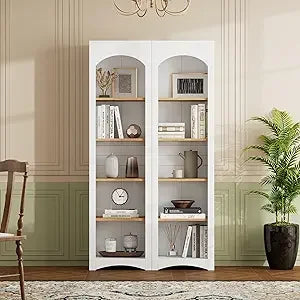 45.67" Freestanding Arched Bookcase, Modern 4-Tier Arched Bookshelf,Wooden Bookshelves for Home Office, Living Room,Black