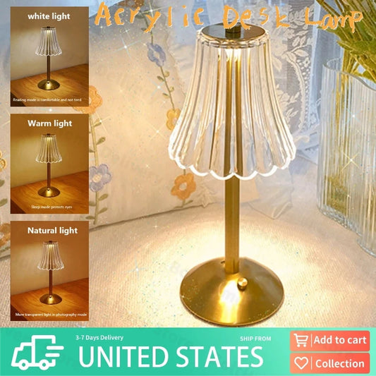 Cordless Table Lamp Rechargeable LED 3 Colors Light Touch Dimmable Gold Lamp Decorative for Nightstand,Bedside,Kitchen,Bedroom