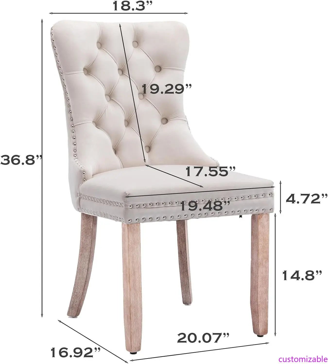 NEW Velvet Dining Chairs Set of 6, Tall Back Side Chair, Modern Upholstered High-end Tufted Side Chair with Button Back Ring