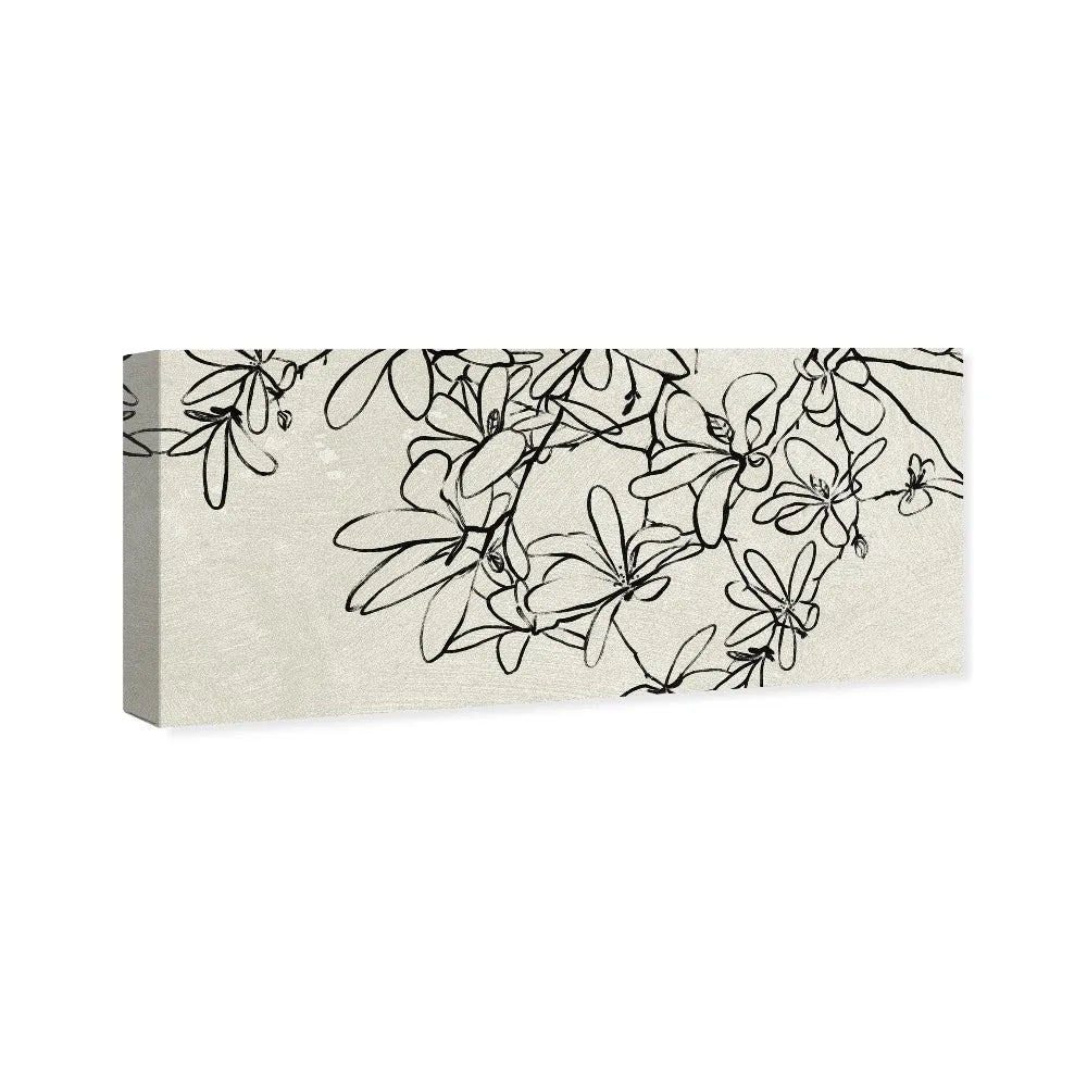 Botanical Wall Art Print - Elegant Black Floral Branch Outline Decor, Modern Home Artwork, Framed Canvas Poster for Living Room