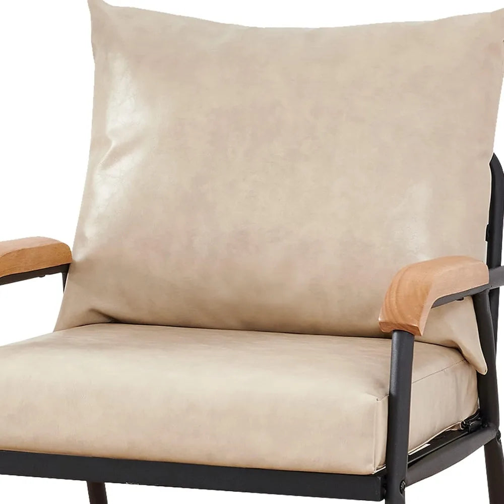 TUKAILAi PU Leather Single Sofa Couch, Modern Accent Chair with Solid Wood Armrest and Sturdy Metal Frame, Upholstered Lounge Ch