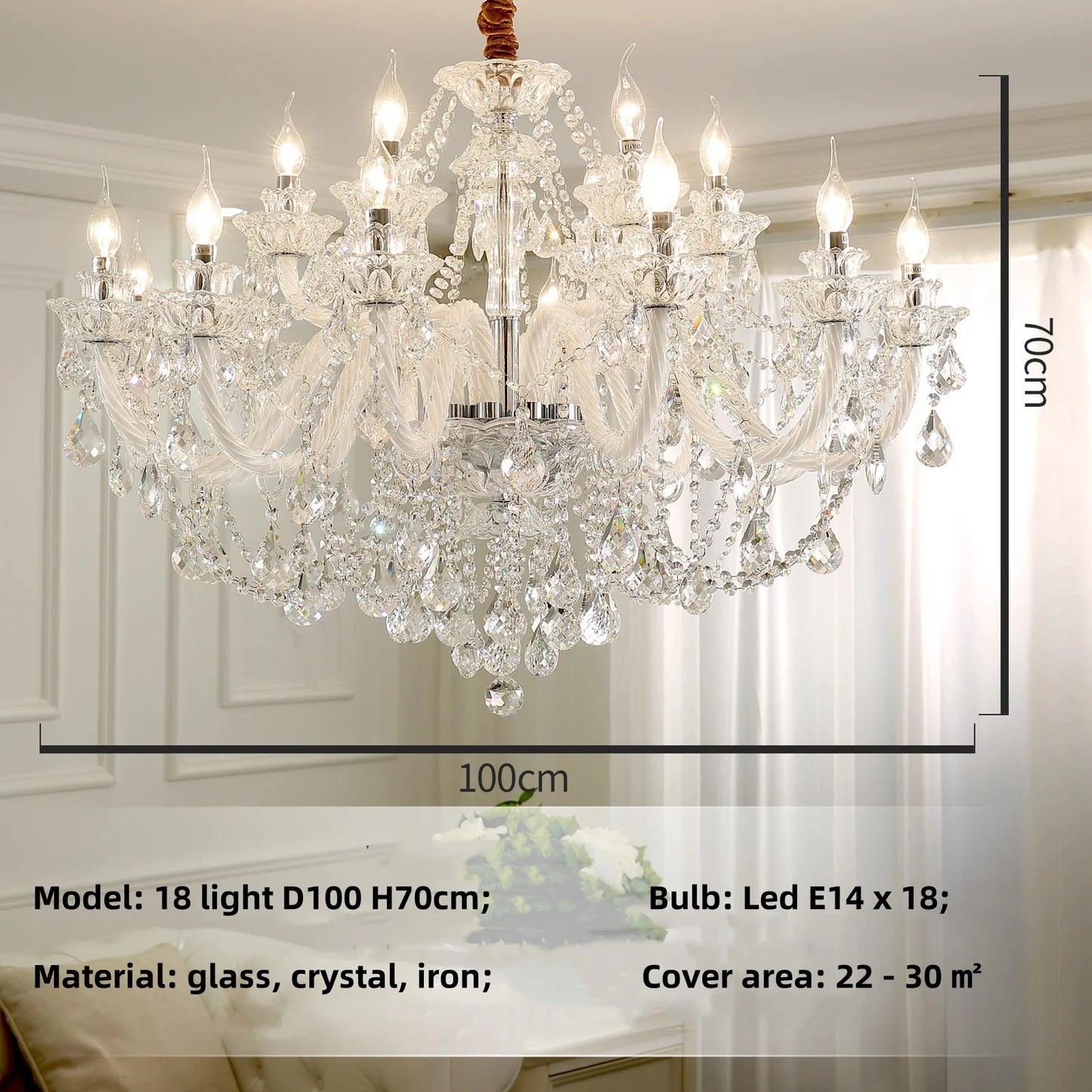 French Lustre Crystal E14 Chandelier Living Room Decor White Glass Pendant Lights Led Ceiling Chandelier For Bedroom Led Lampara