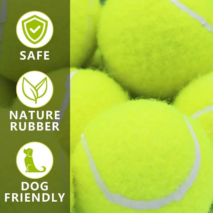 Dog Tennis Balls90 Pack 2.5 inch Floatable Squeaky Tennis Balls for Fetch Exercise Natural Rubber Squeaky Dog Ball Training Saf
