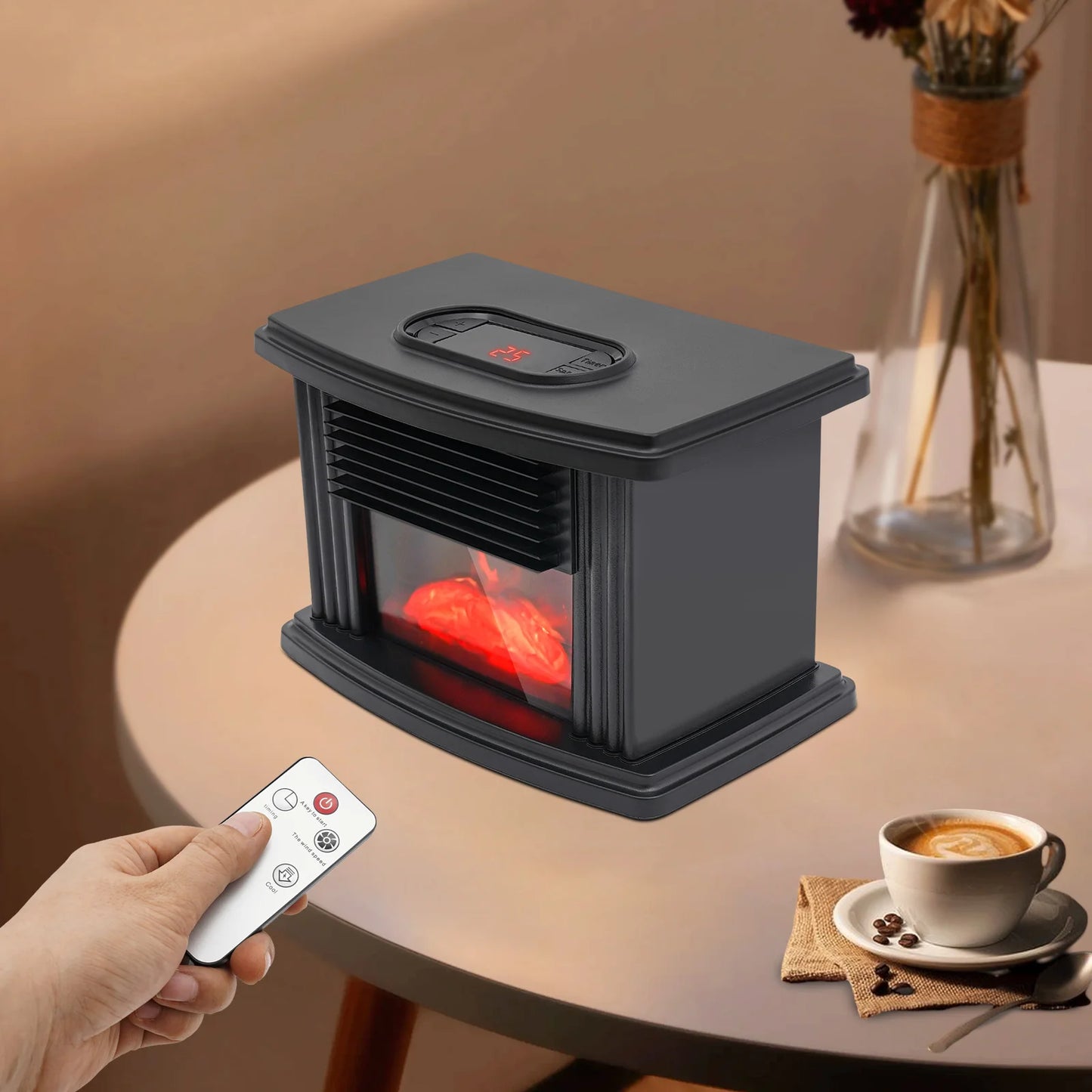1000W Electric Flame Heater Fireplace Air Heater 3 Gear Space Heater Stove for Living Rooms, Bedrooms, Basements, Rvs
