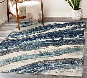 Lagos Collection 7983 Blue 8x10 Art Deco Area Rug