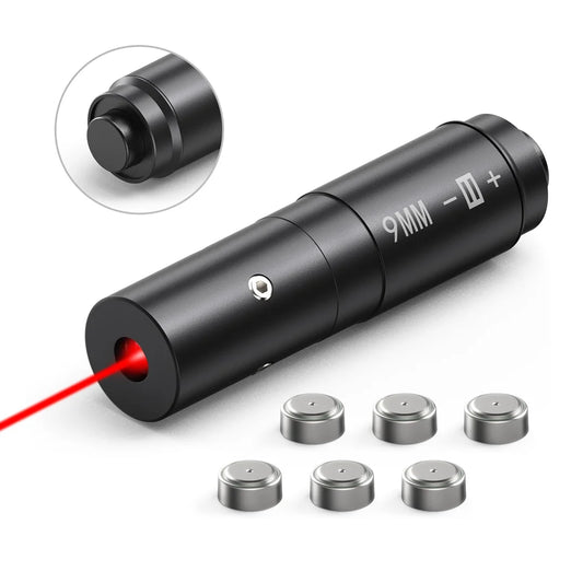 Feyachi Bore Sighting Laser 9mm Red Dot Laser Boresighter for Handgun Pistol with Tail Switch Included