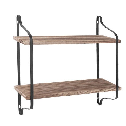 Wall Mounted Rack Display Wood Wall Shelves Rustic 2-Tier Wall Storage Shelf for Bedroom Living Room