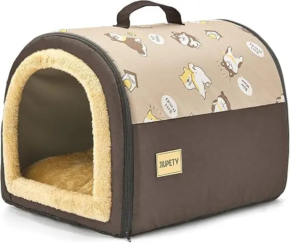 Indoor Dog House, 2 in 1 Portable Foldable House Bed with Cover, Pet Tent & Cave Bed for Cats and Small Dogs, M(18"×14"×13"), U