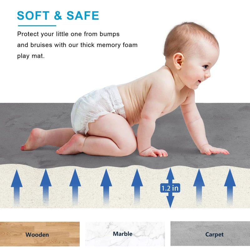 1pc Japanese Tatami Rug, Coral Velvet Area Rug, Baby Mat for Floor Play, 3CM Thick Crawling Rugs, Padded Foam Rug for Kids Playr