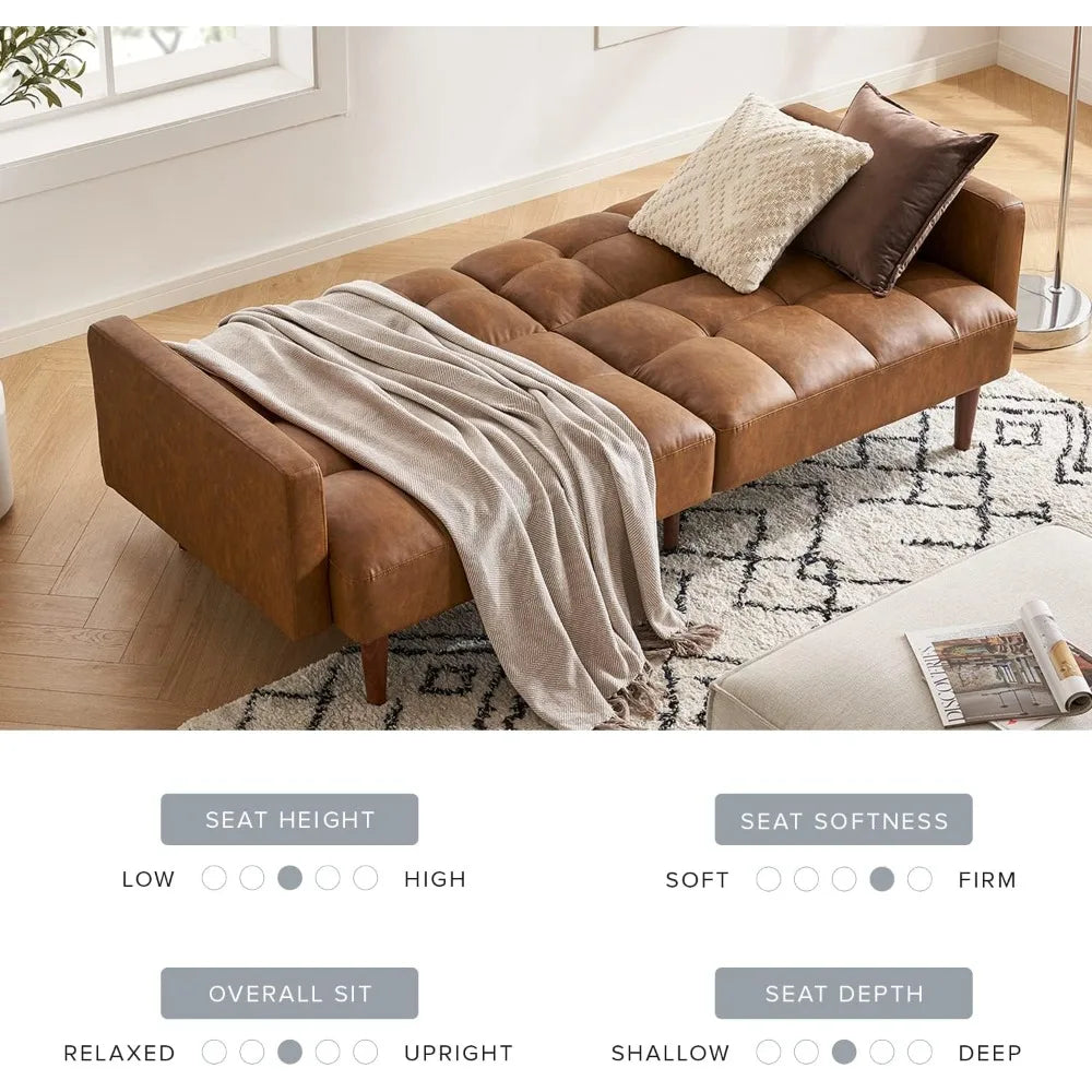 Aaron 76.8" Couch, Small Futon Sofa Bed, Sleeper, Loveseat, Mid Century Modern Futon Couch, Sofa Cama, Couches for Living Room