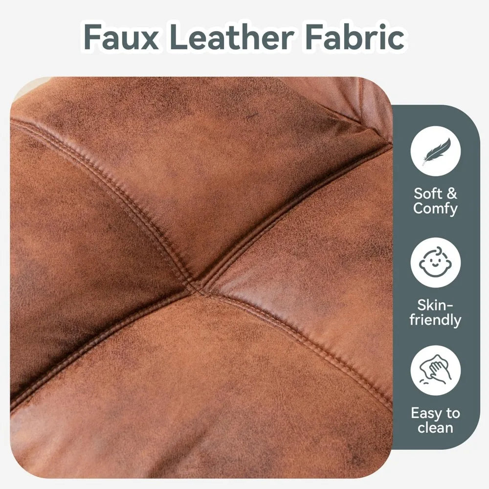 Futon Sofa Bed Convertible Couch, Brown Faux Leather Sofa Bed with Memory Foam, Adjustable Backrest & Armrests, Multifunctional