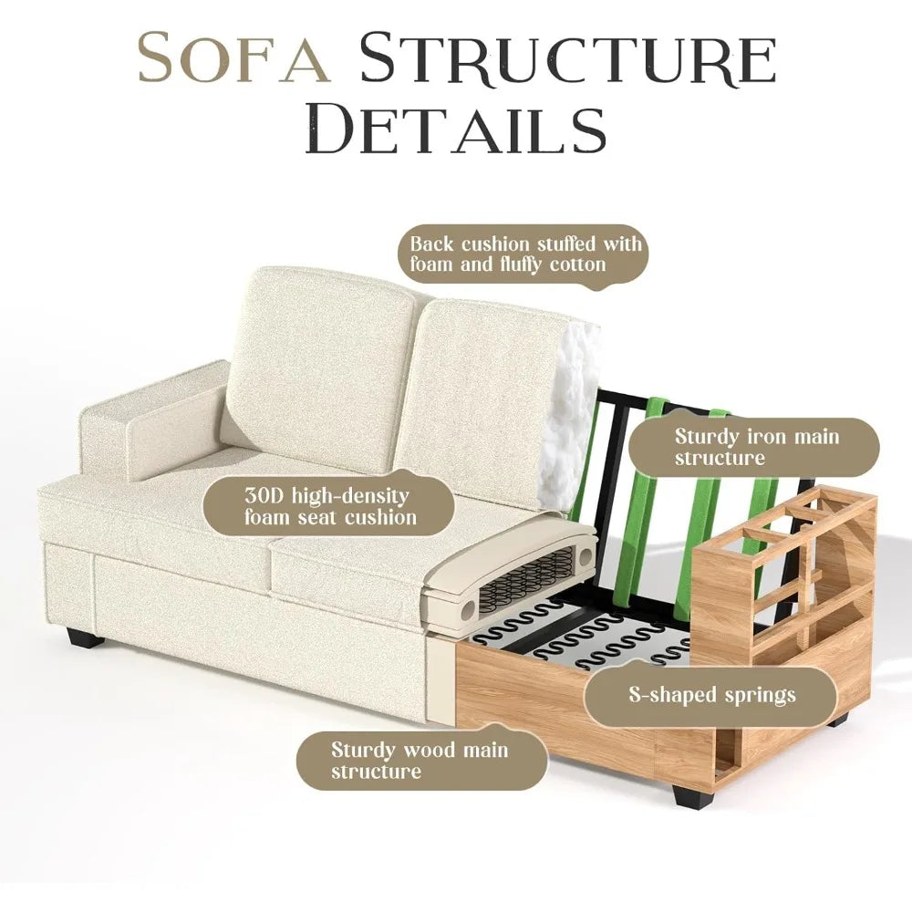 Luxury Oversized Sofa in Plush Fleece, Removable Washable Cover, Simple Setup, Contemporary Living Room/Bedroom Couch