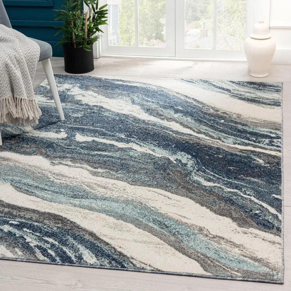 Lagos Collection 7983 Blue 8x10 Art Deco Area Rug