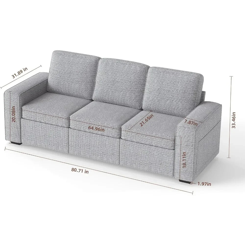 80" Modern Sofa Couch, Soft Chenille Sofas for Living Room Furniture,3 Seater Deep Seat Comfy Lounge Sofa for Bedroom
