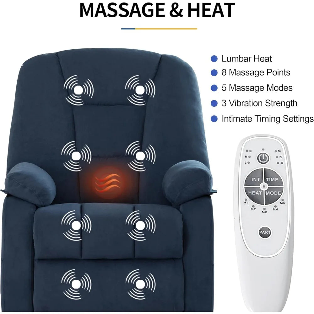 Power Swivel Rocker Recliner Chair for Adults,Rocking Recliners Chairs with Massage and Heat for Living Room, Electric Fabric