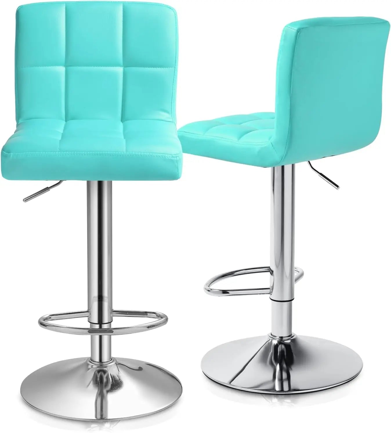 Bar Stools Set of 2 Counter Height Barstools Swivel Chairs Modern PU Leather Bar Stools with Back for Kitchen Island Adjustable