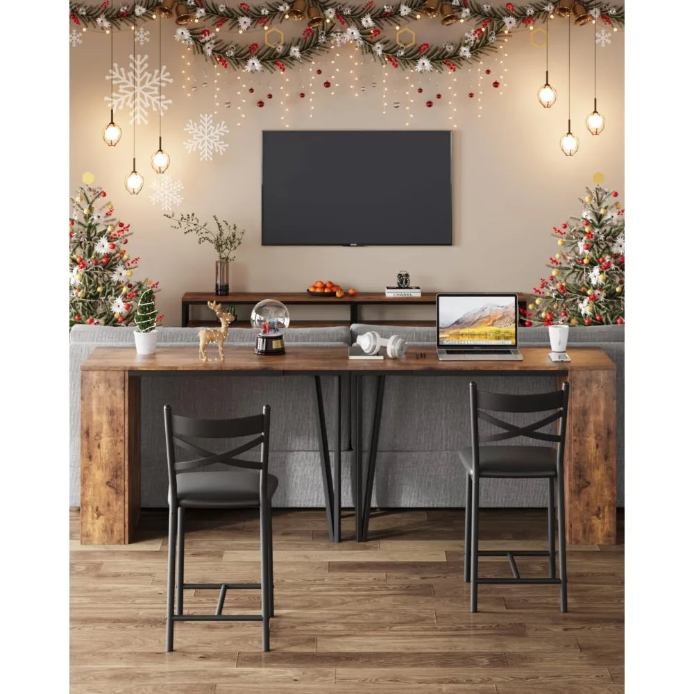 3 Piece Bar Table Set for 2, Bar Table and Chairs Set with with Flip Top Extension, Dining Table Set with Storage Shelves, Suit