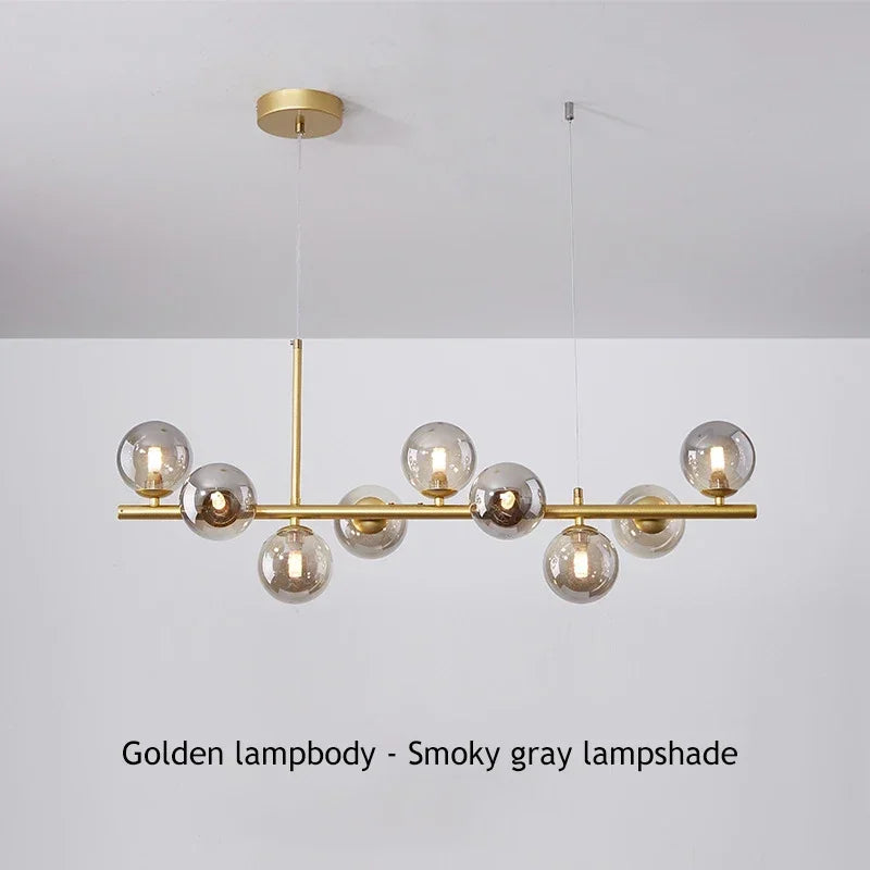 Modern Long Dining Room Chandeliers Glass Ball Lampshade Light Over The Table Kitchen Office Pendant Lamp Home Decor Luminaires