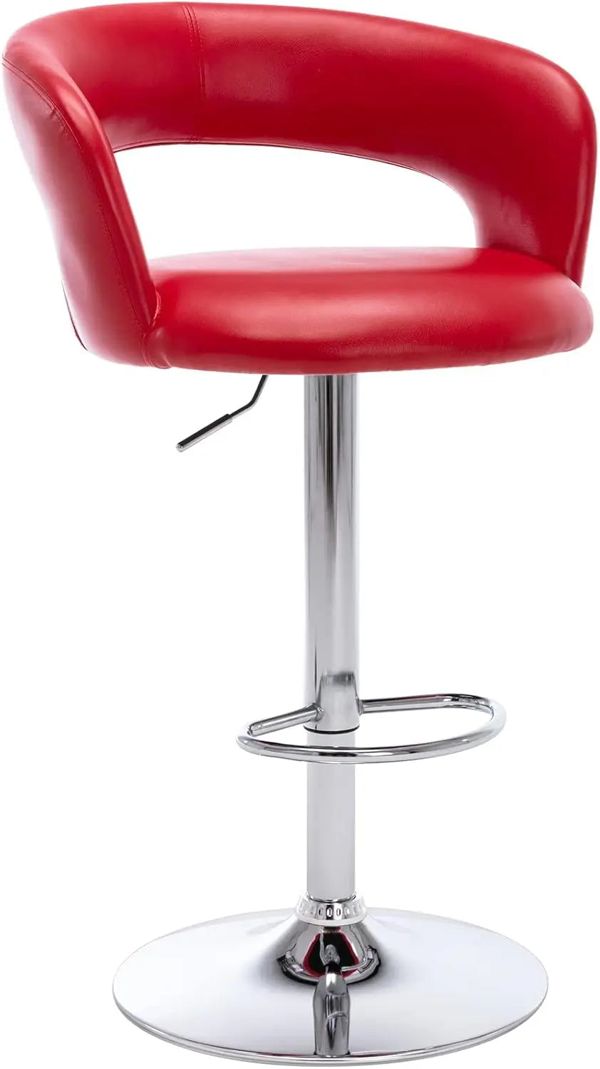 WideBar Stool,Modern PU Leather Swivel Adjustable Barstool with Hollow Back and Arms,Upholstered Airlift CounterHeight Bar Chair