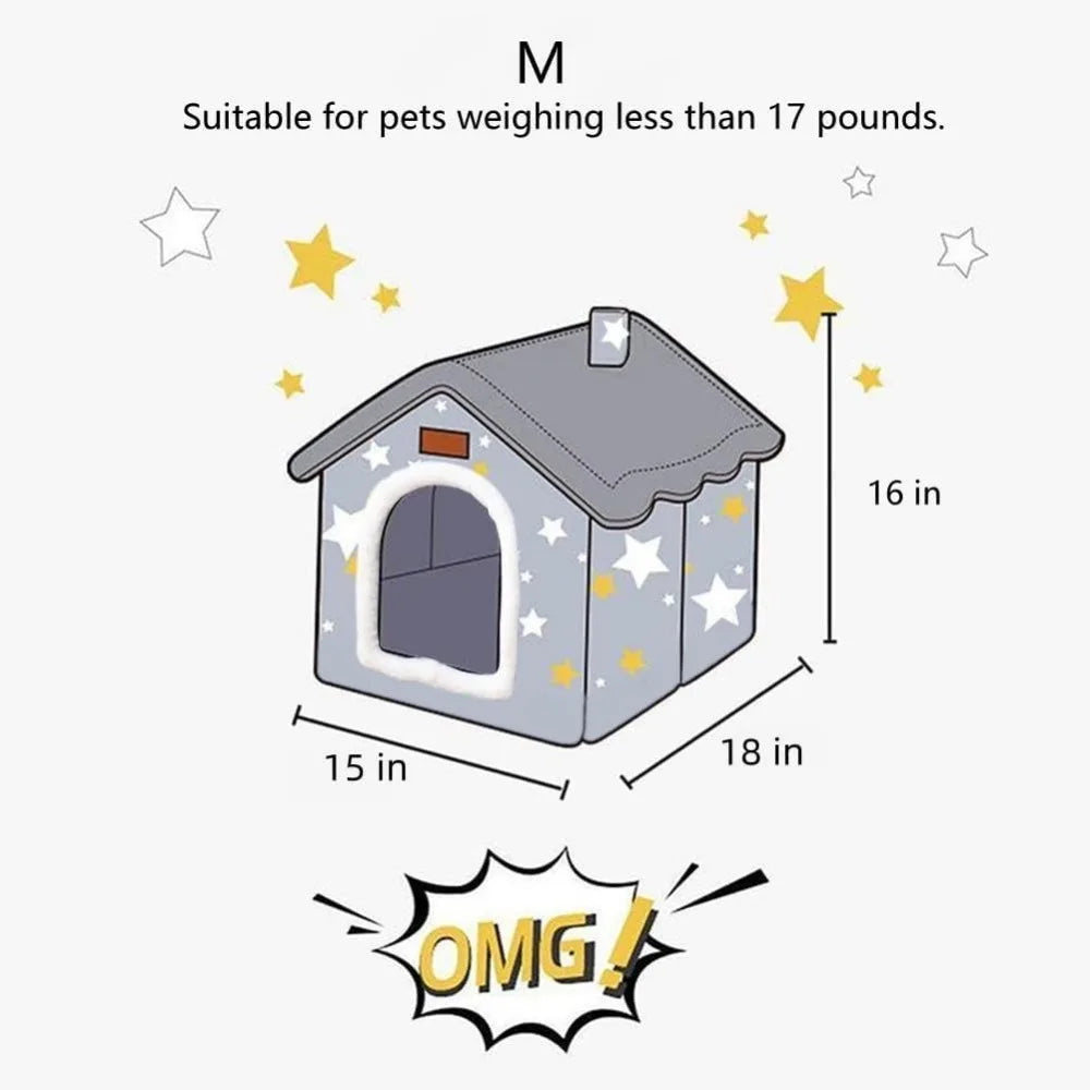 Dog House Indoor Memory Sponge, Foldable Dog House Kennel Bed Mat with Cushion for Small Medium Large Dogs Cats, Winter Warm Cat