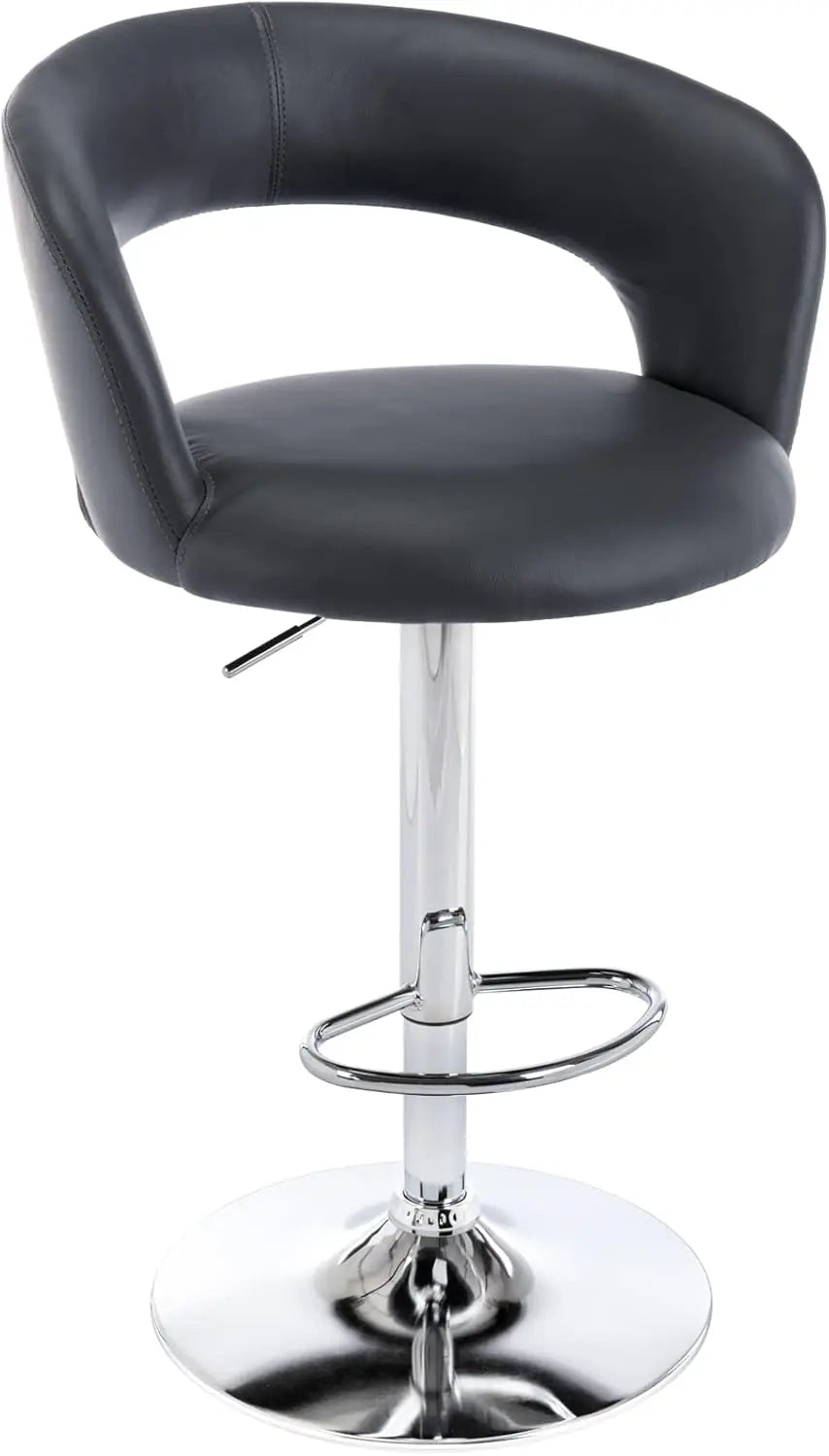 WideBar Stool,Modern PU Leather Swivel Adjustable Barstool with Hollow Back and Arms,Upholstered Airlift CounterHeight Bar Chair
