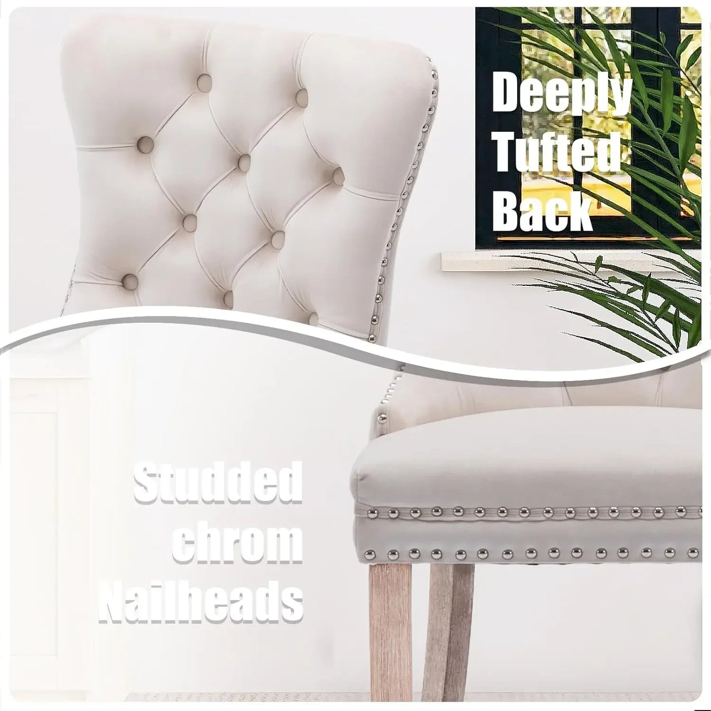 NEW Velvet Dining Chairs Set of 6, Tall Back Side Chair, Modern Upholstered High-end Tufted Side Chair with Button Back Ring