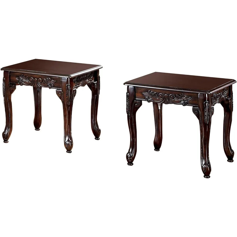 Alice Solid Wood 3-Piece Coffee Table Set in Dark Cherry
